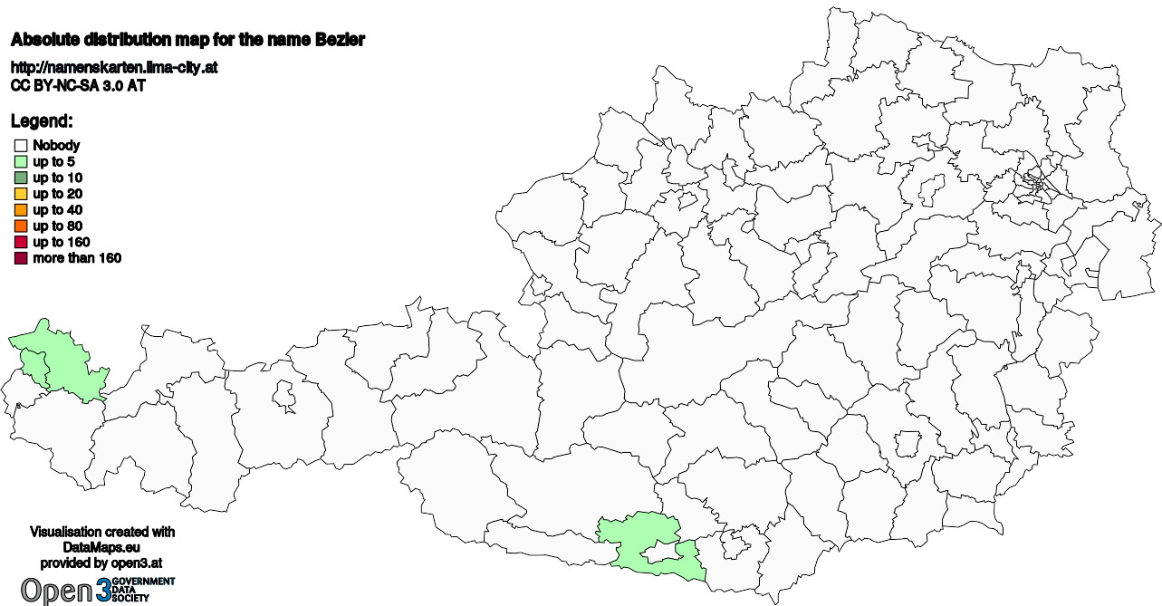 Absolute Distribution maps for surname Bezler