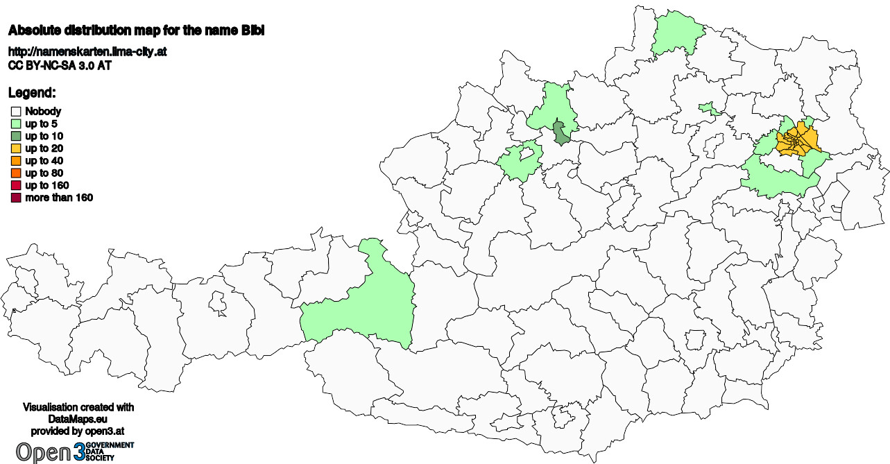 Absolute Distribution maps for surname Bibl