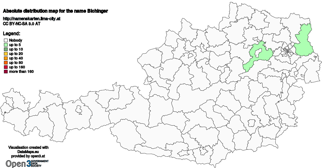 Absolute Distribution maps for surname Bichinger