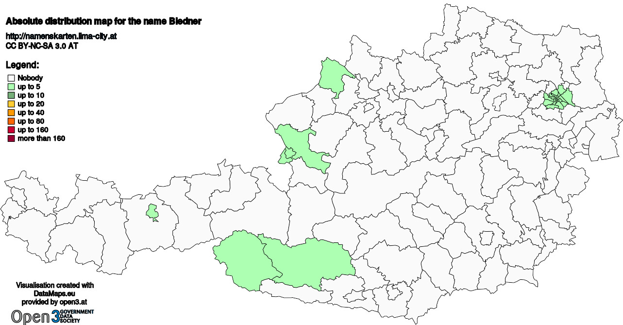 Absolute Distribution maps for surname Biedner