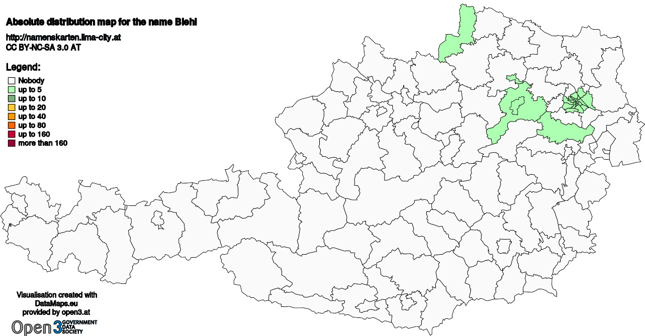 Absolute Distribution maps for surname Biehl