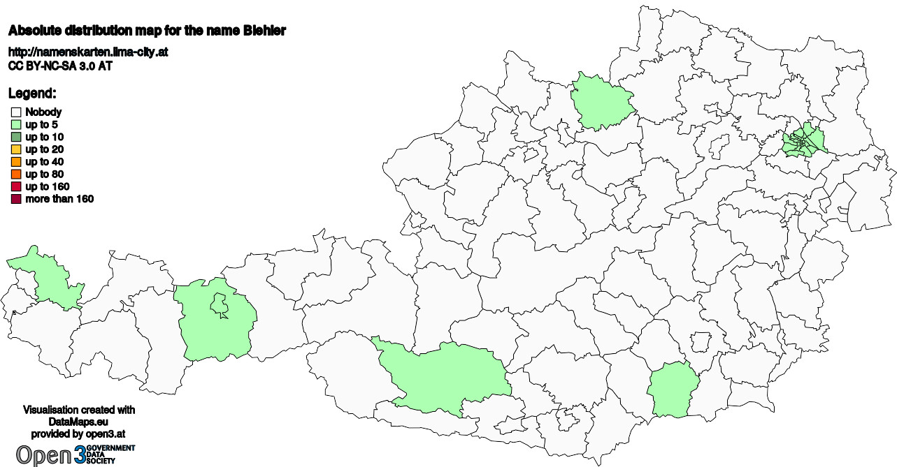 Absolute Distribution maps for surname Biehler