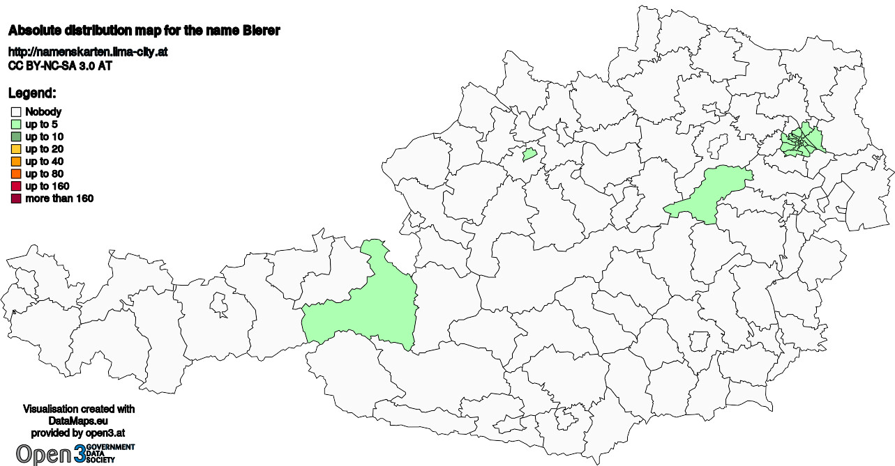 Absolute Distribution maps for surname Bierer