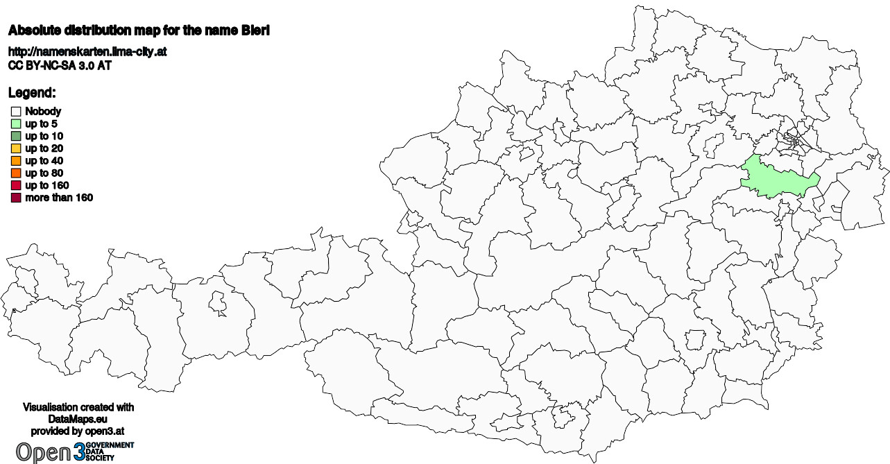 Absolute Distribution maps for surname Bierl