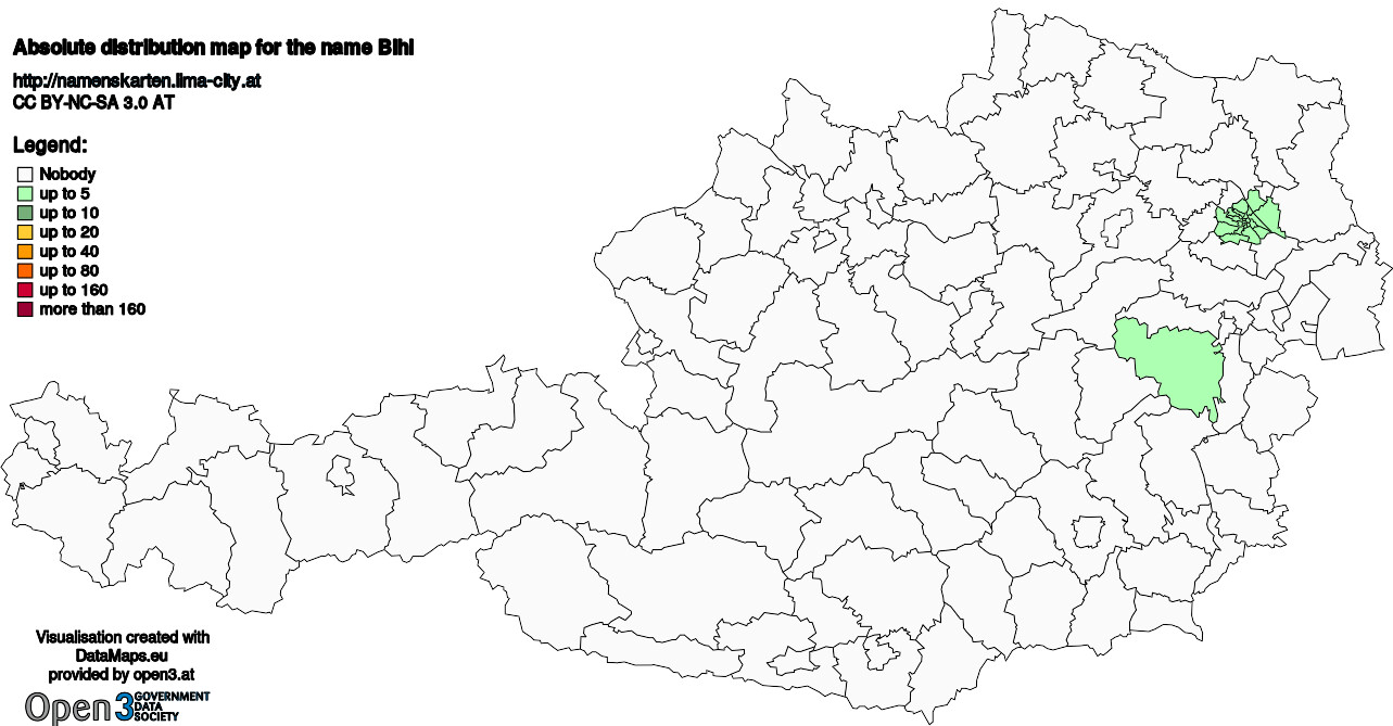 Absolute Distribution maps for surname Bihl