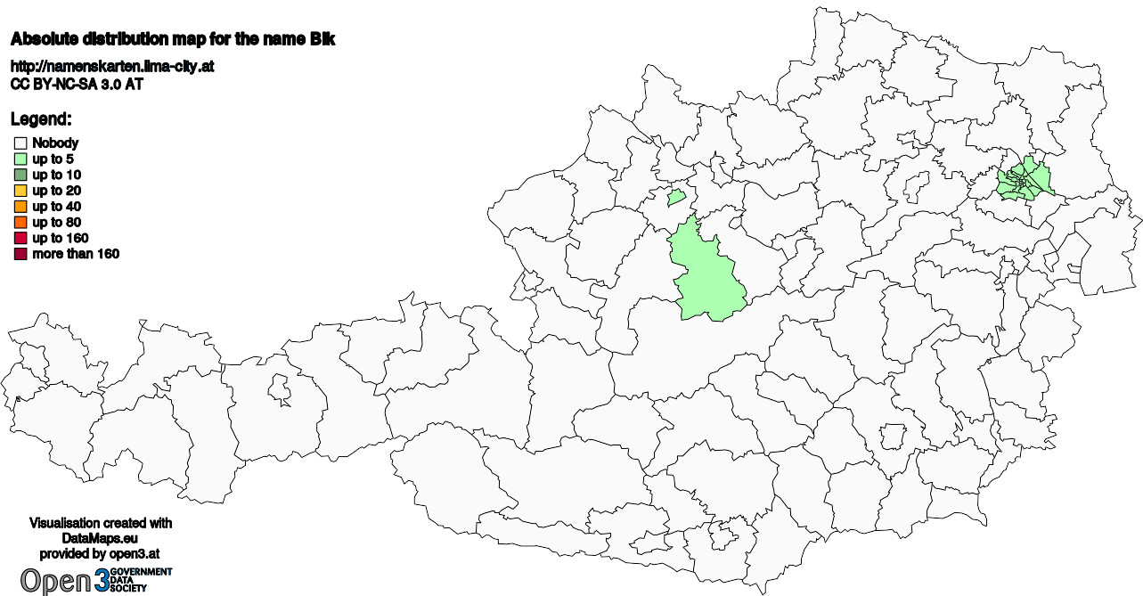 Absolute Distribution maps for surname Bik