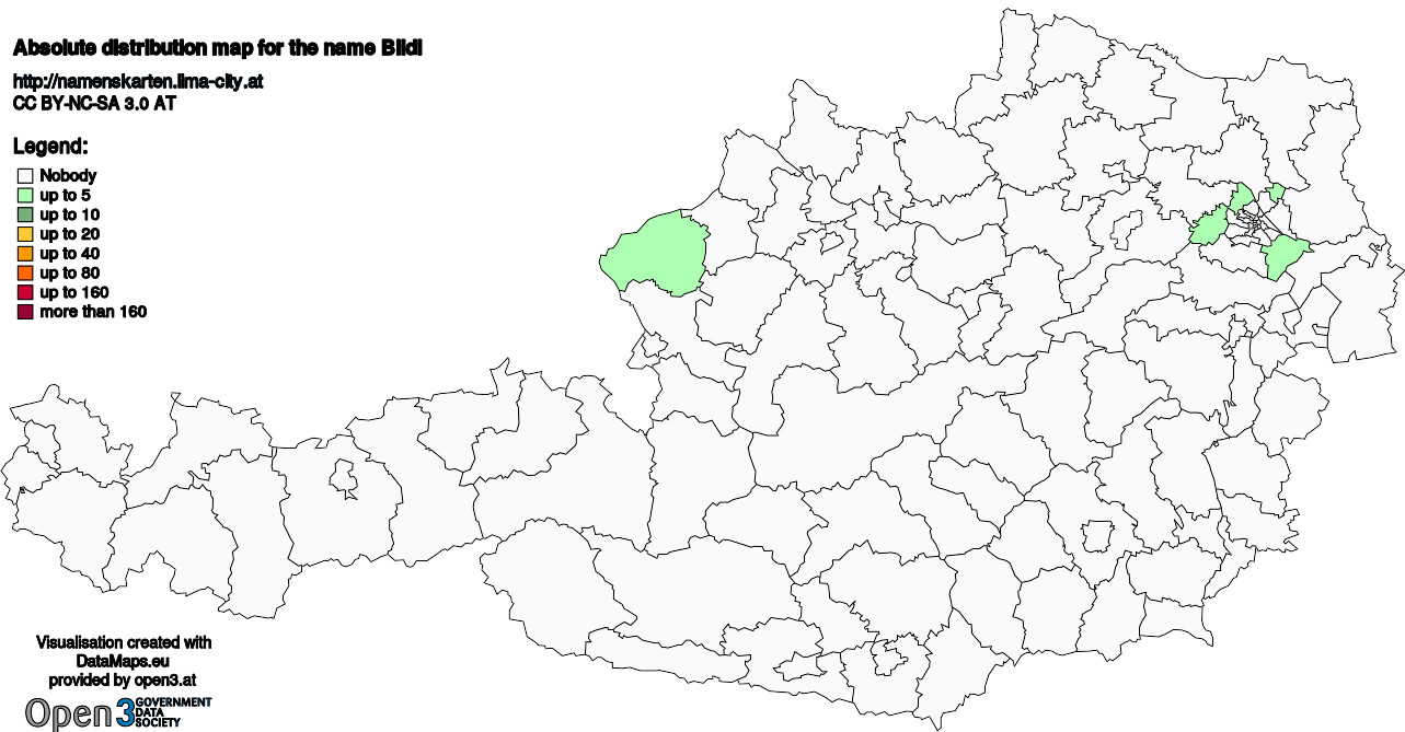 Absolute Distribution maps for surname Bildl