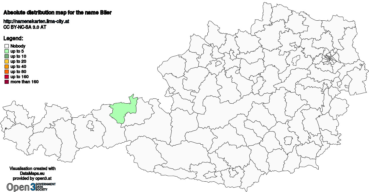 Absolute Distribution maps for surname Biler