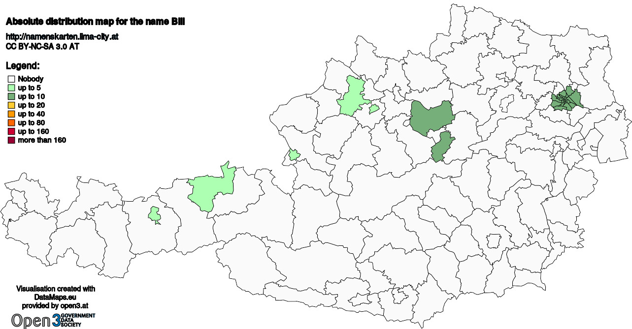 Absolute Distribution maps for surname Bill