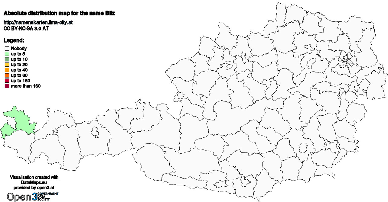 Absolute Distribution maps for surname Bilz