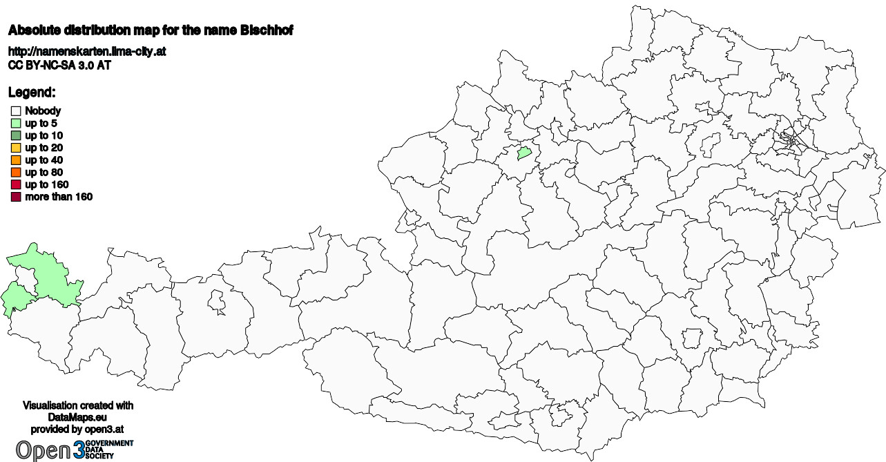 Absolute Distribution maps for surname Bischhof