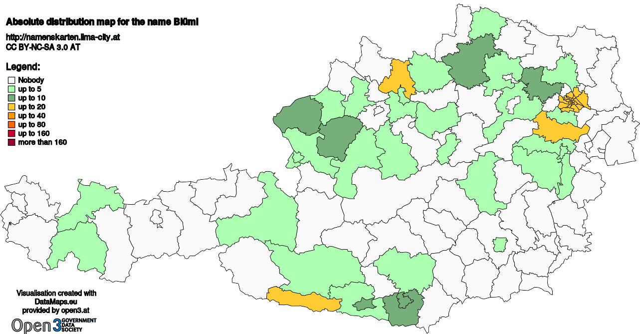 Absolute Distribution maps for surname Blüml