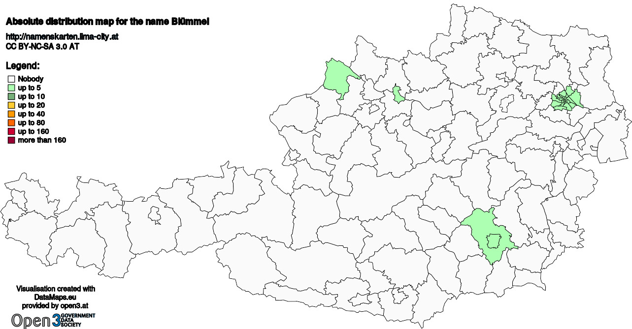 Absolute Distribution maps for surname Blümmel