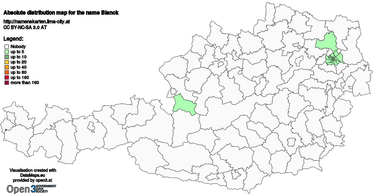 Absolute Distribution maps for surname Blanck