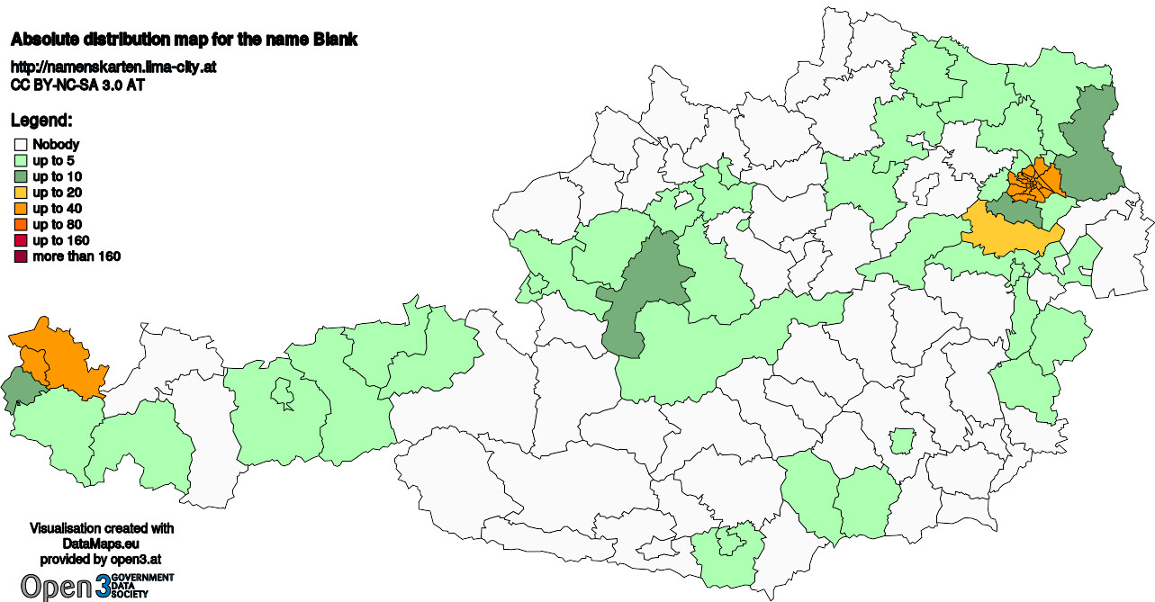 Absolute Distribution maps for surname Blank