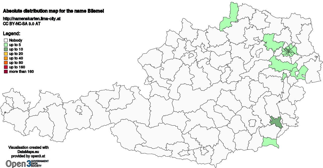 Absolute Distribution maps for surname Bliemel