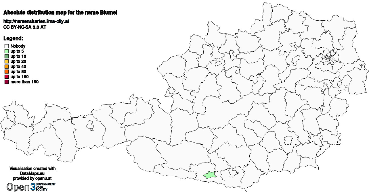 Absolute Distribution maps for surname Blumel