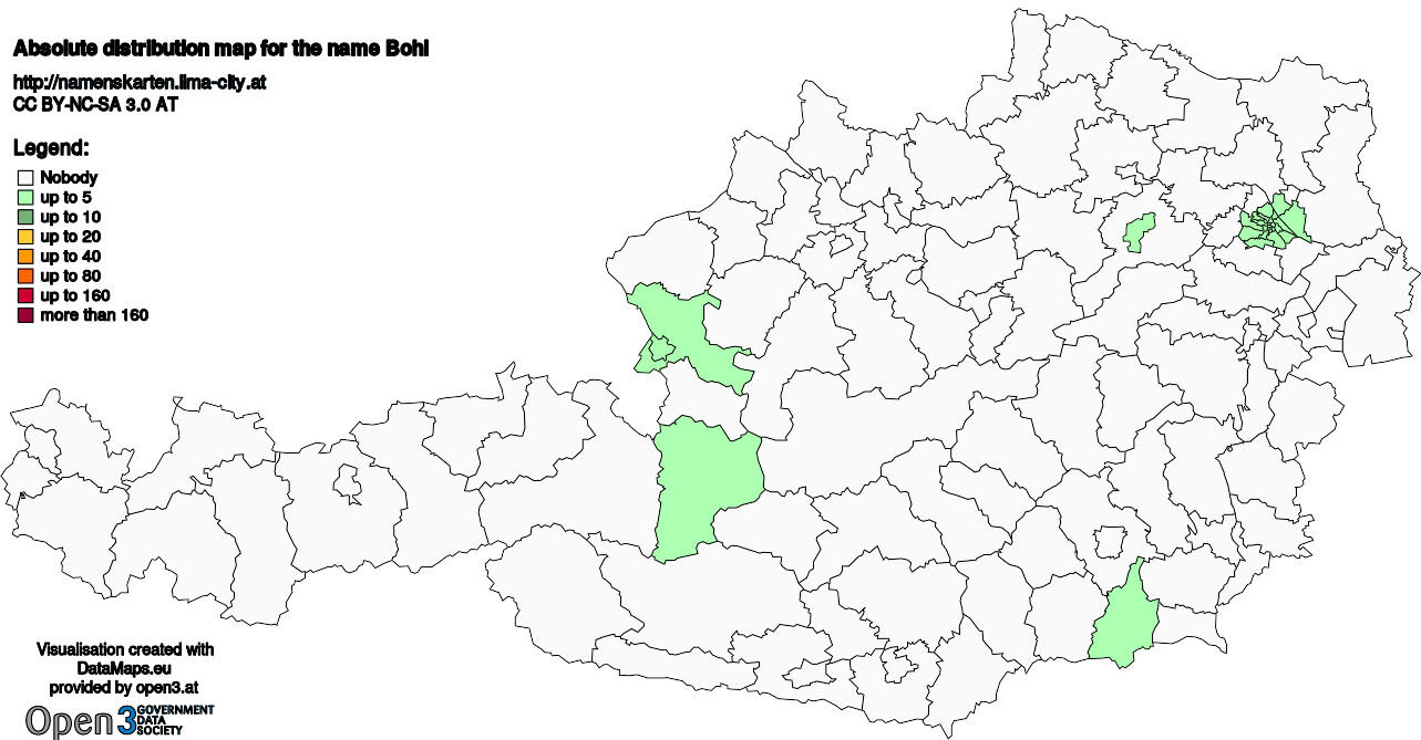 Absolute Distribution maps for surname Bohl