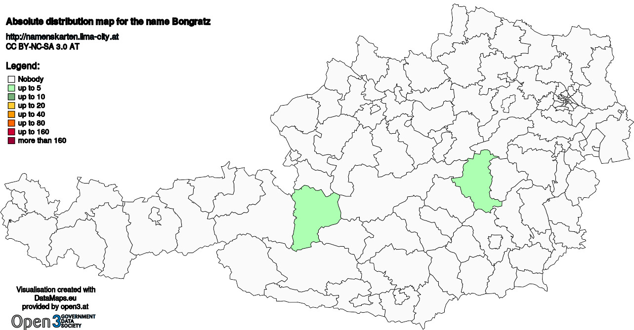 Absolute Distribution maps for surname Bongratz