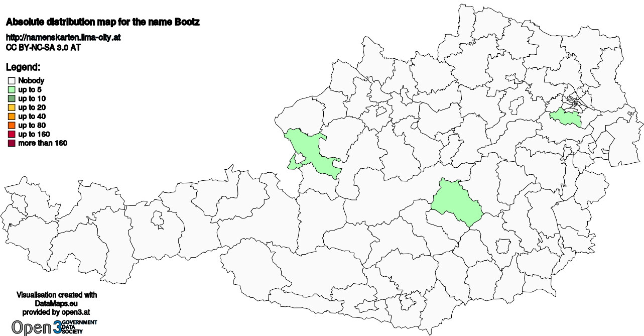 Absolute Distribution maps for surname Bootz