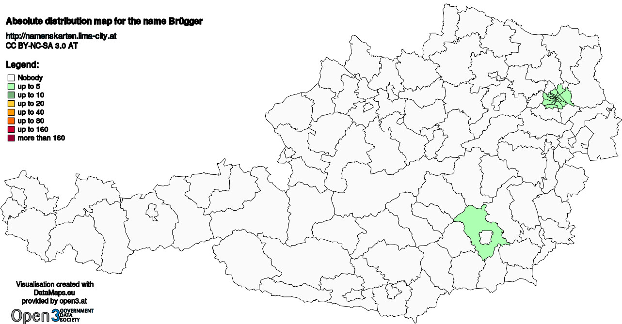 Absolute Distribution maps for surname Brügger