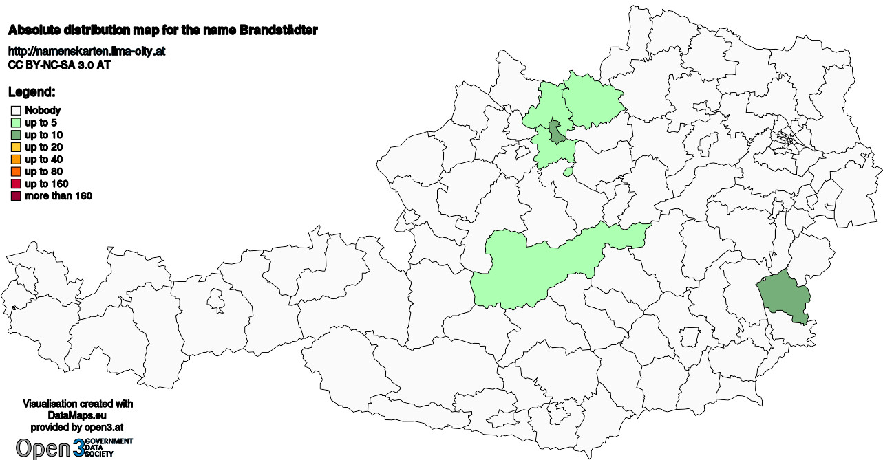 Absolute Distribution maps for surname Brandstädter