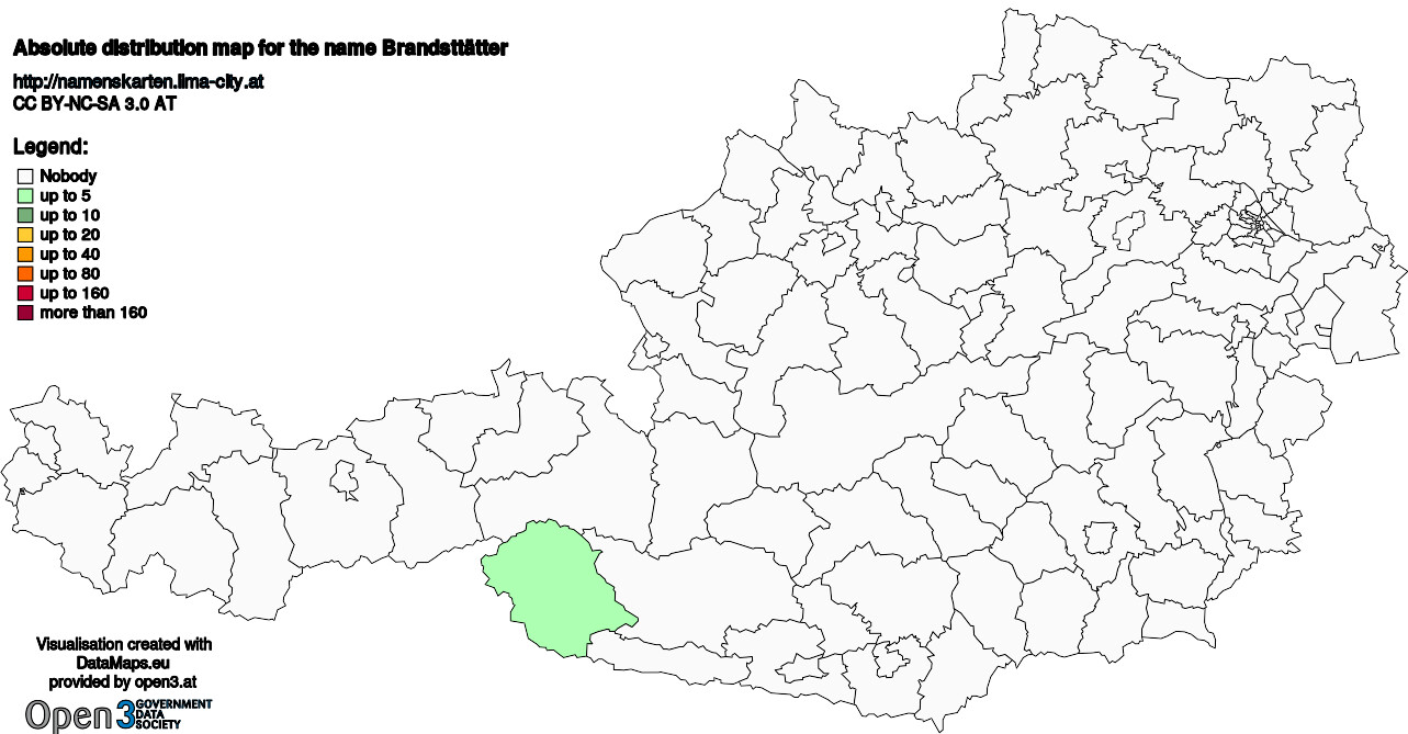 Absolute Distribution maps for surname Brandsttätter
