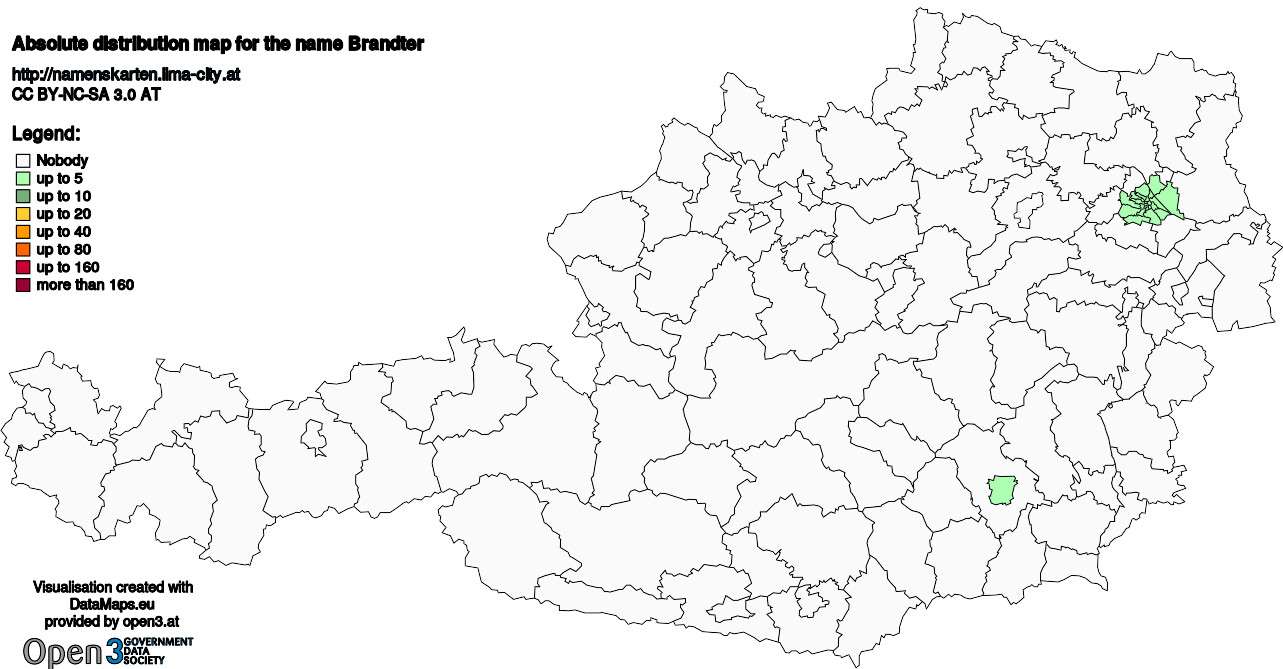 Absolute Distribution maps for surname Brandter