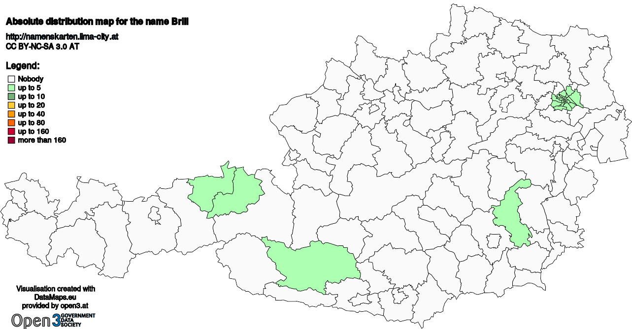 Absolute Distribution maps for surname Brill