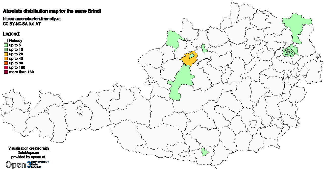 Absolute Distribution maps for surname Brindl