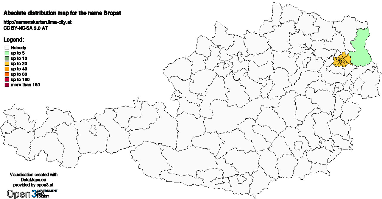 Absolute Distribution maps for surname Bropst