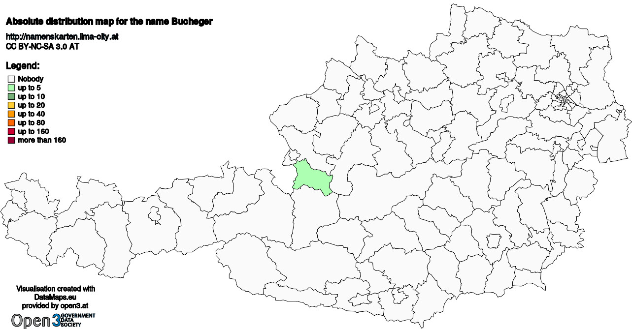 Absolute Distribution maps for surname Bucheger