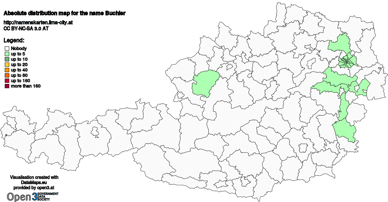 Absolute Distribution maps for surname Buchler