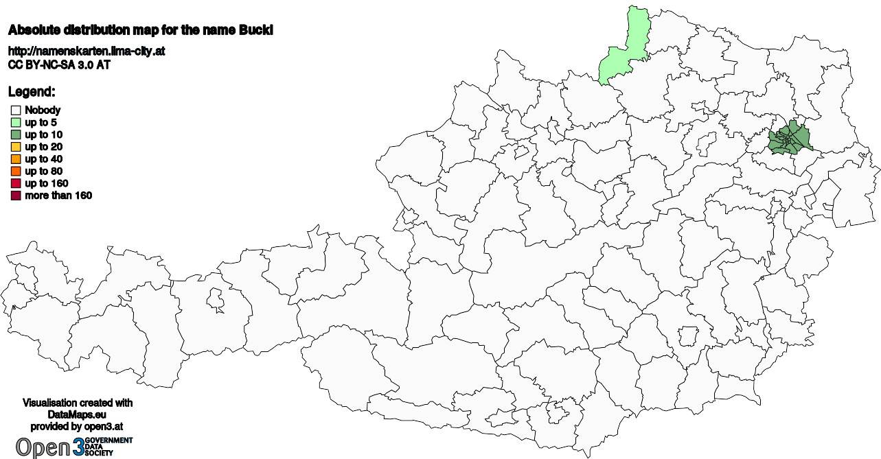 Absolute Distribution maps for surname Buckl