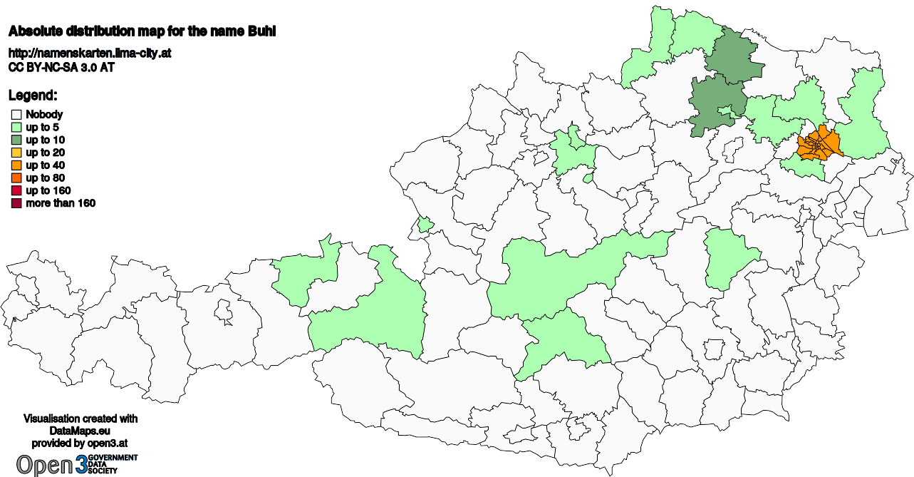 Absolute Distribution maps for surname Buhl