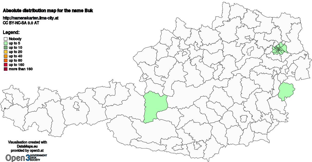 Absolute Distribution maps for surname Buk