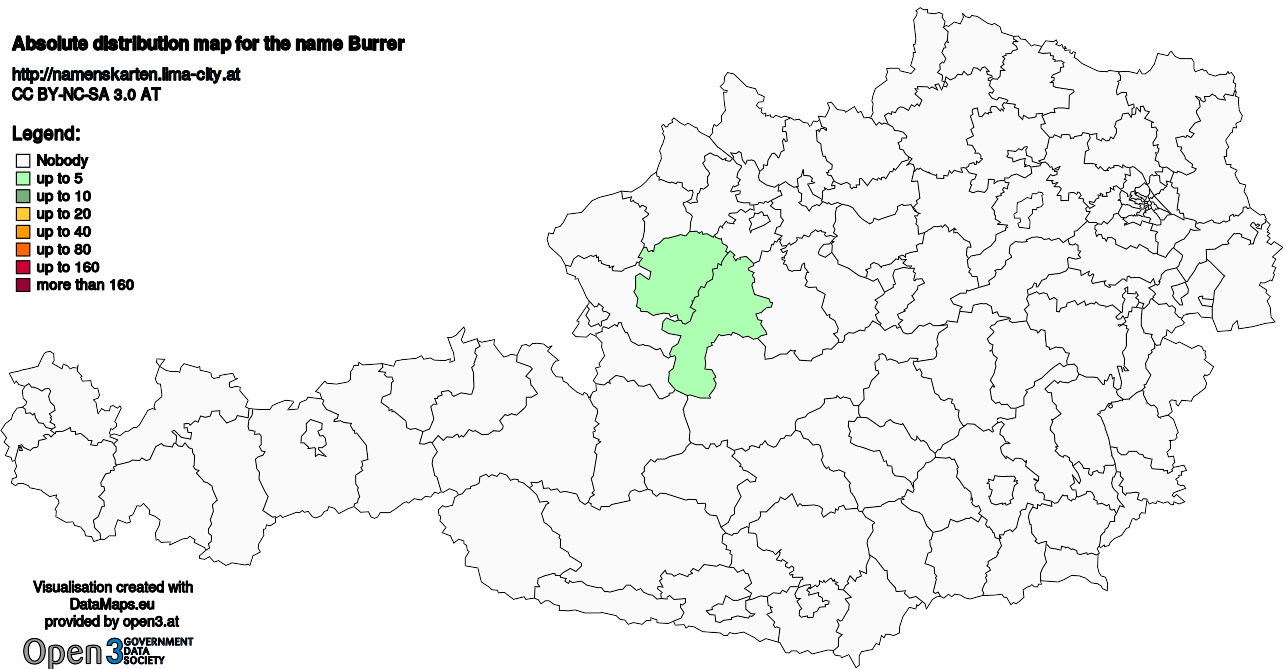 Absolute Distribution maps for surname Burrer