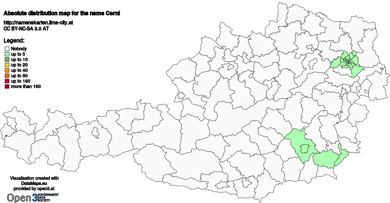 Absolute Distribution maps for surname Cerni