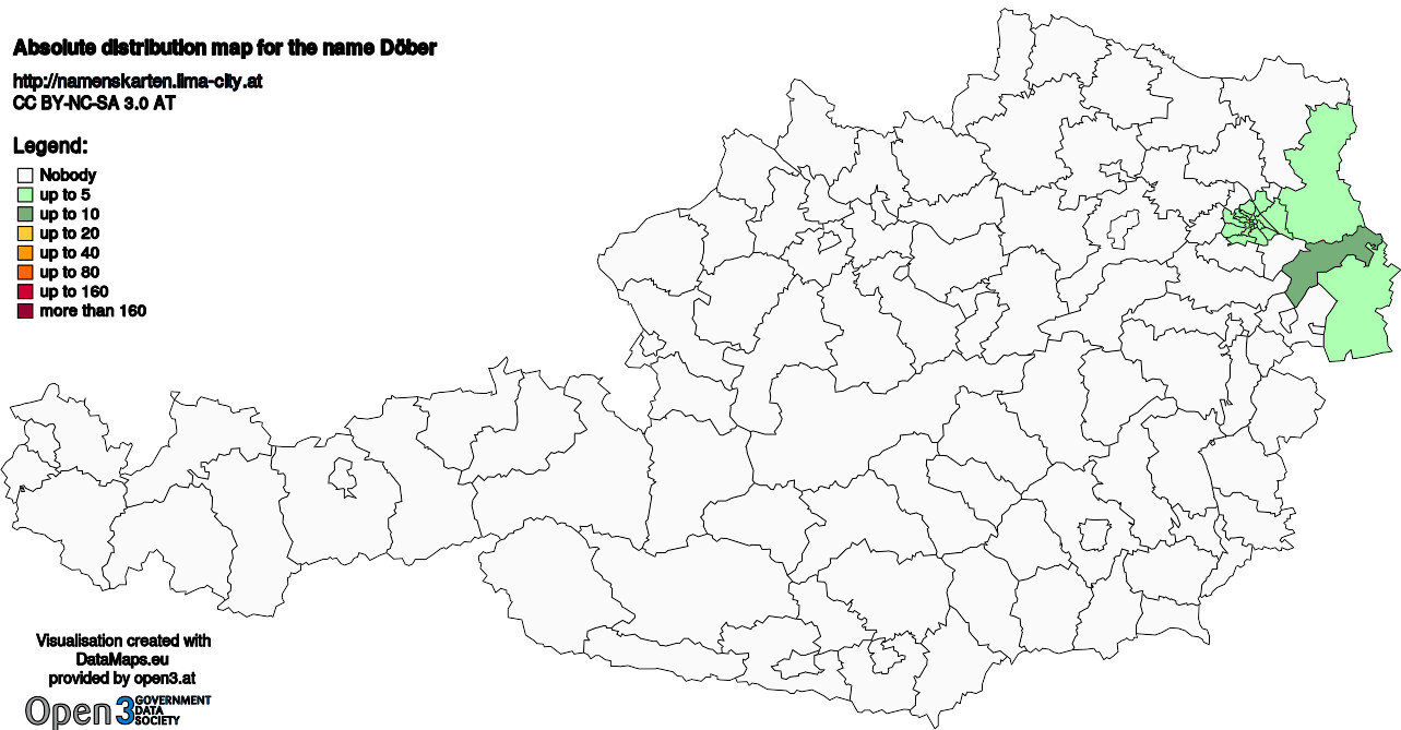 Absolute Distribution maps for surname Döber