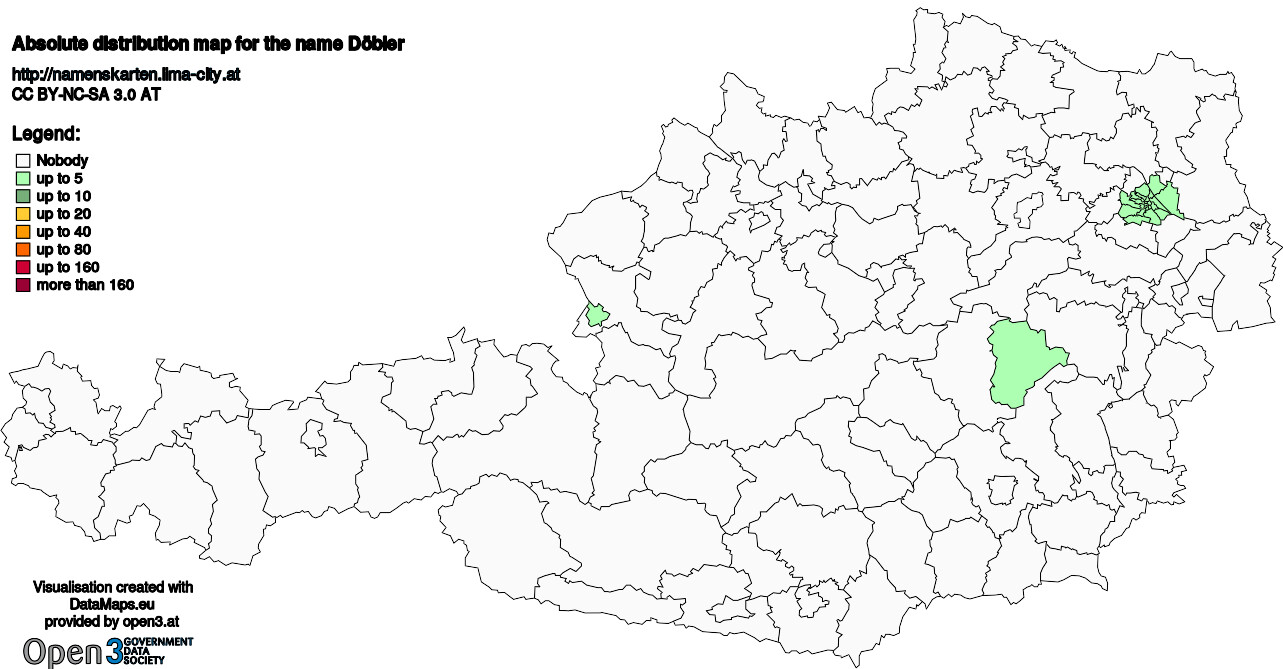 Absolute Distribution maps for surname Döbler