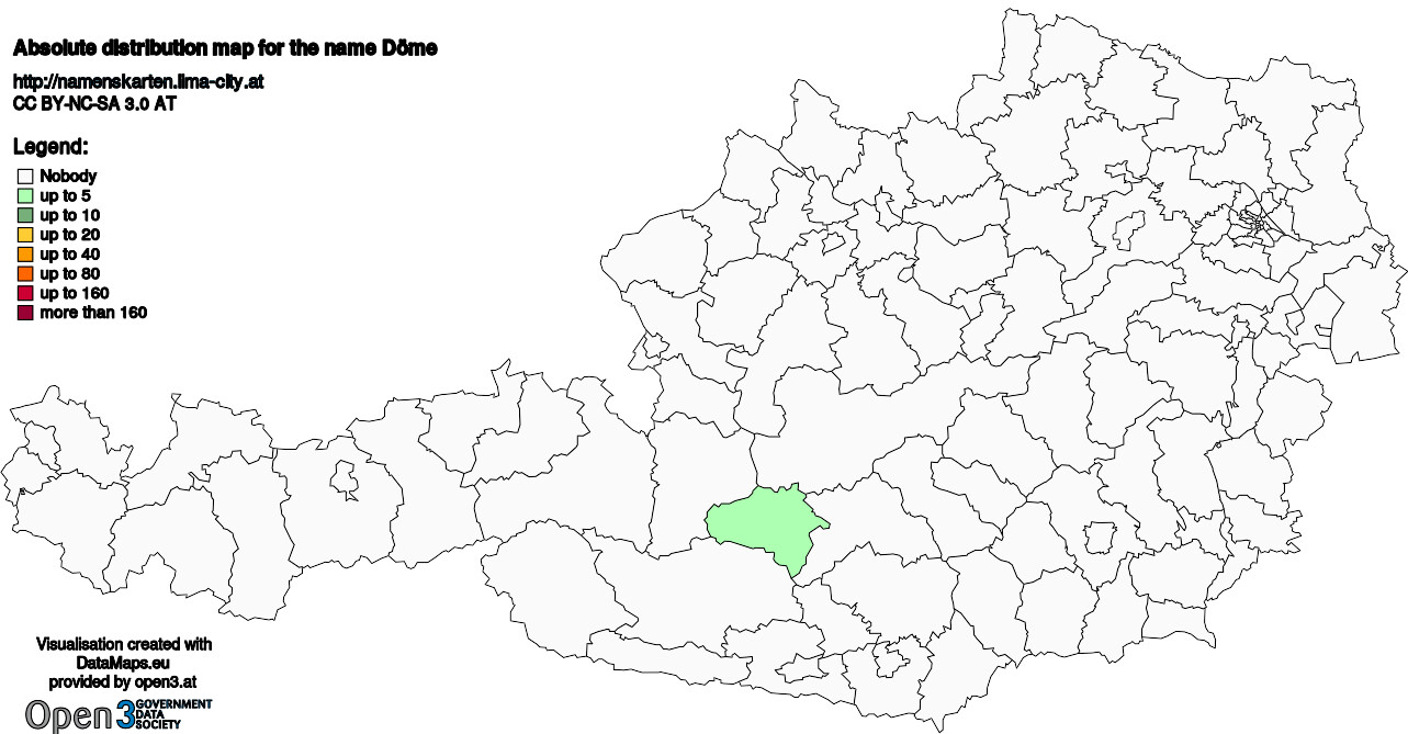 Absolute Distribution maps for surname Döme