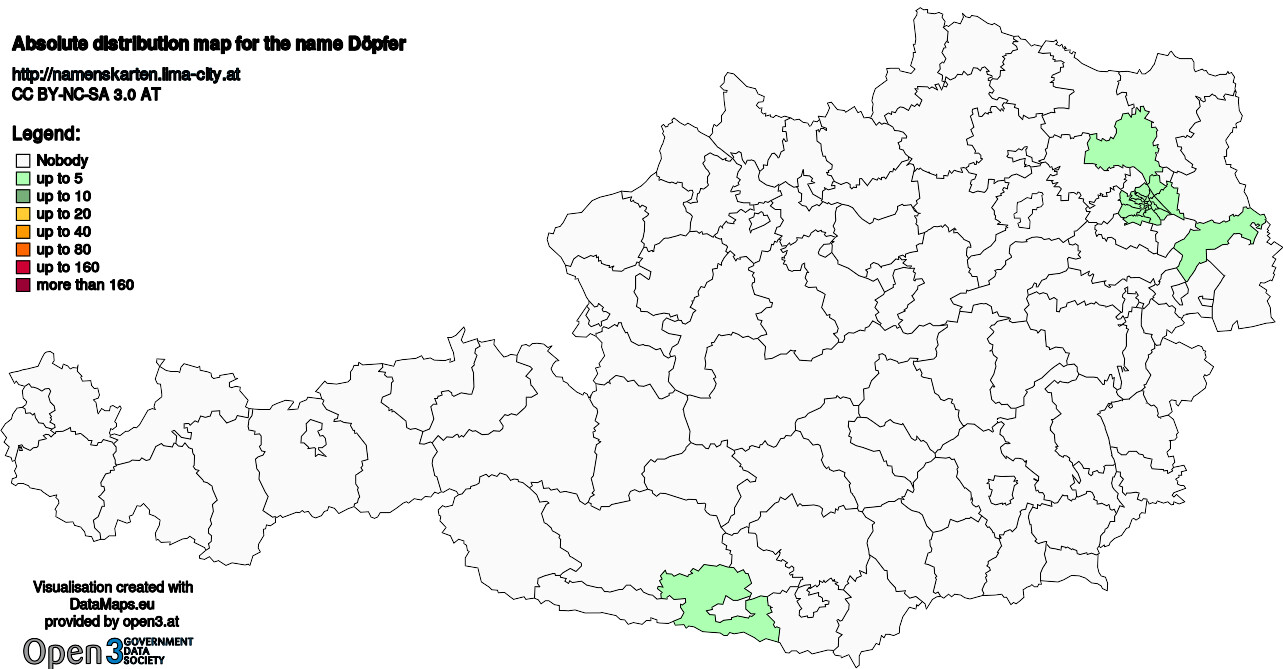 Absolute Distribution maps for surname Döpfer