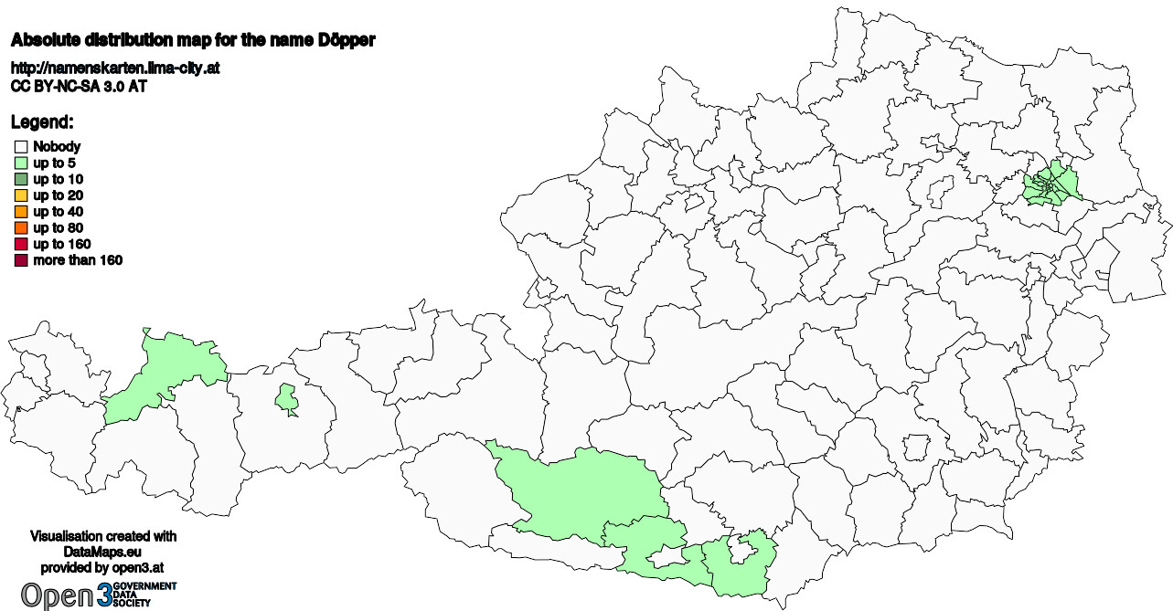 Absolute Distribution maps for surname Döpper