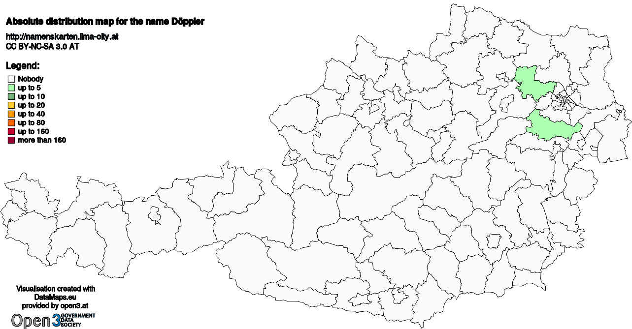 Absolute Distribution maps for surname Döppler