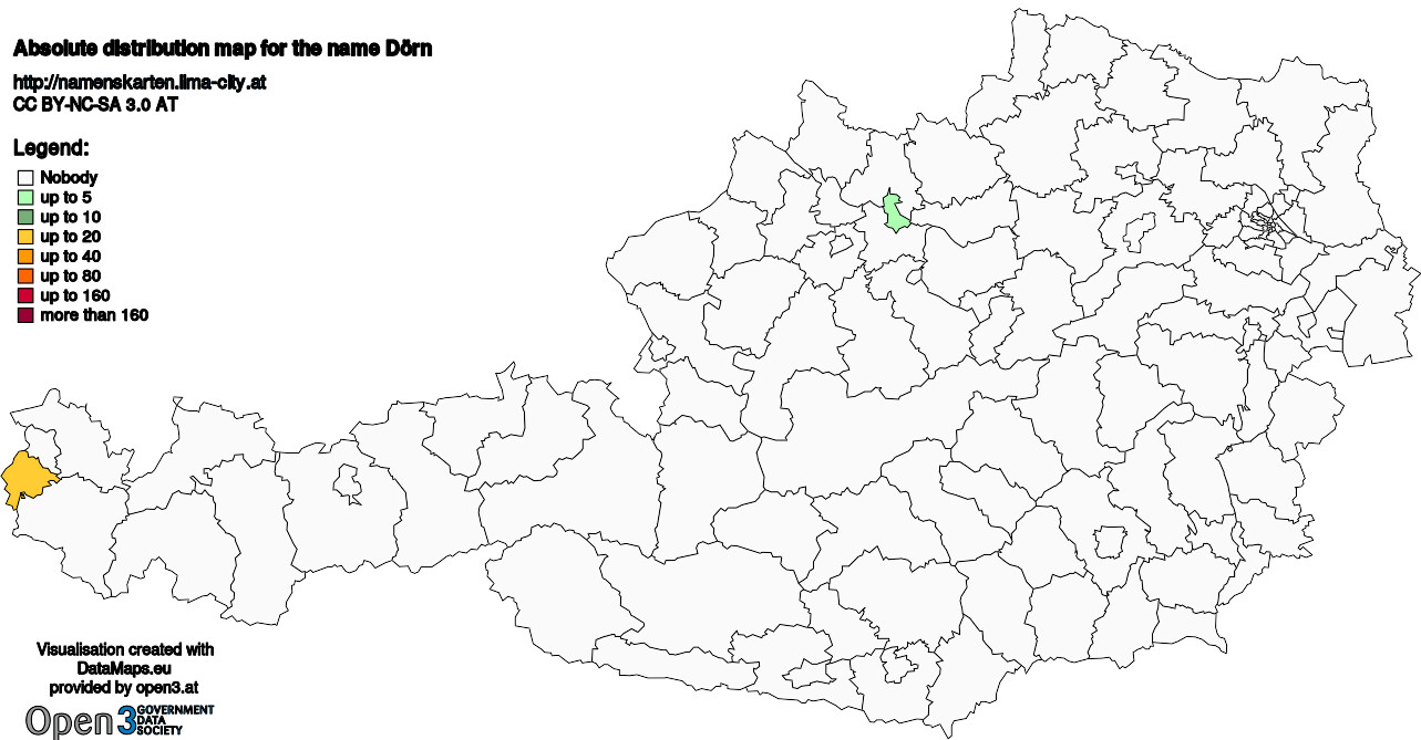 Absolute Distribution maps for surname Dörn