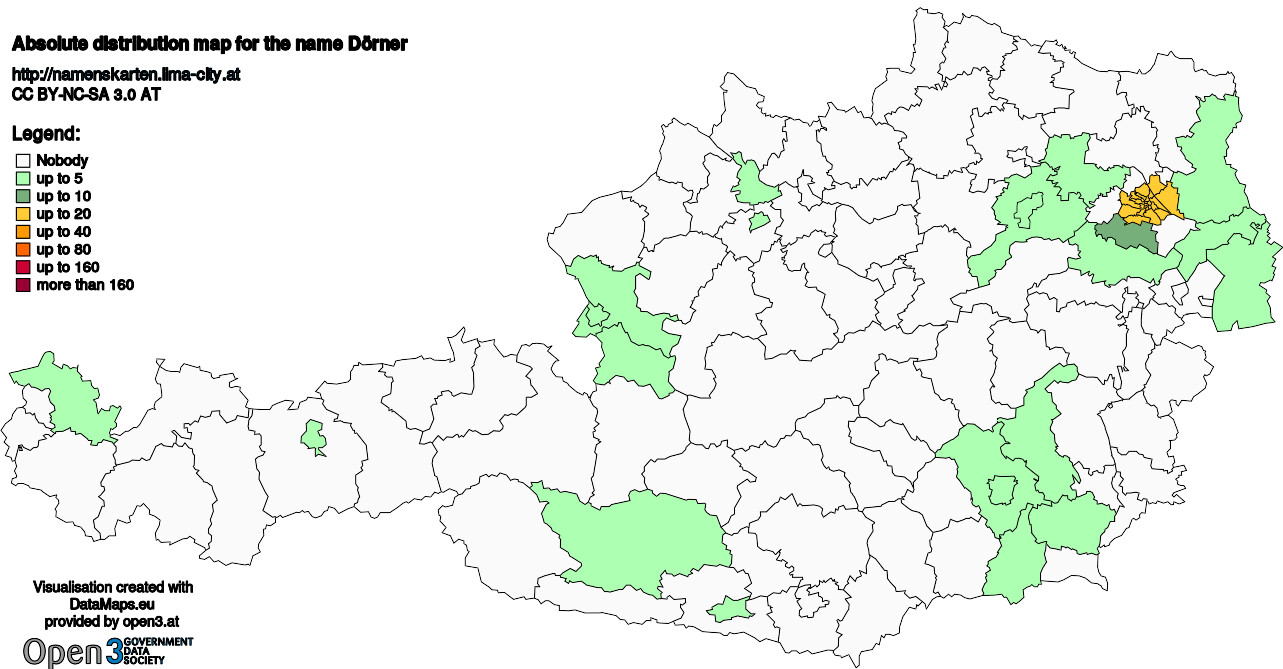 Absolute Distribution maps for surname Dörner