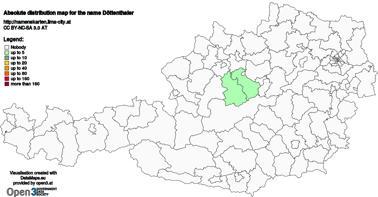 Absolute Distribution maps for surname Döttenthaler