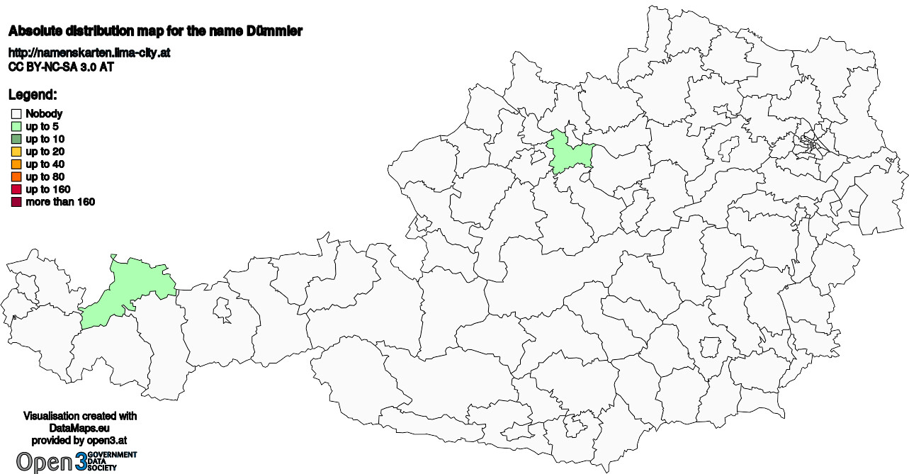 Absolute Distribution maps for surname Dümmler