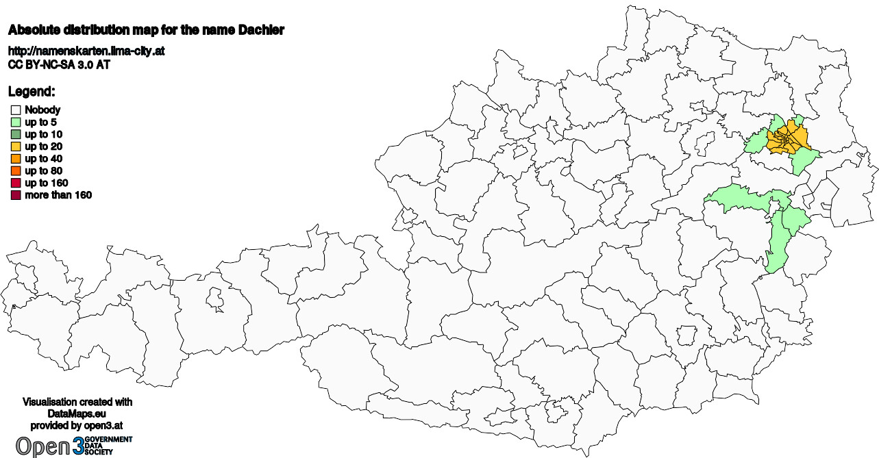 Absolute Distribution maps for surname Dachler