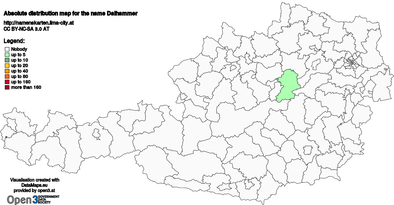 Absolute Distribution maps for surname Dalhammer